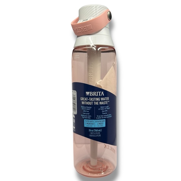 Brita Premium Filtering Water Bottle with Straw 5 Filters Total Blush Pink 26 oz - Picture 10 of 14